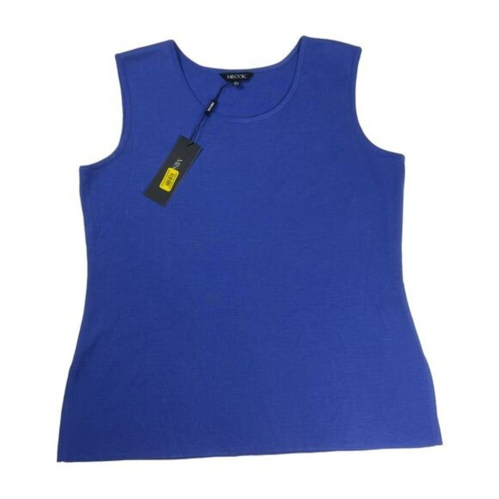 Misook Classic Knit Top Wrinkle Free‎ Sleeveless Round Neck Blouse Women's L NEW